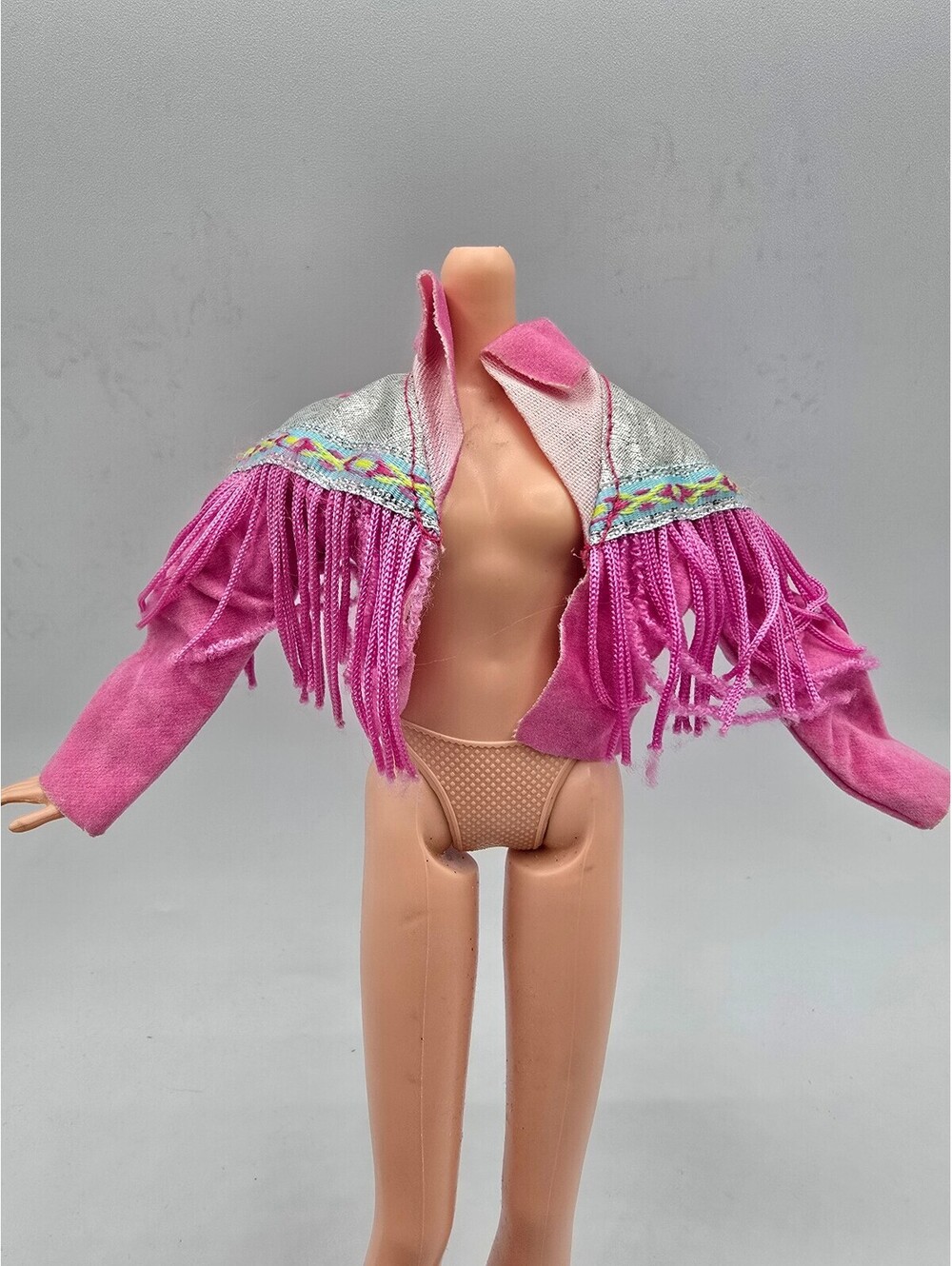Vintage Barbie Pink Cowboy Cowgirl Fringe Jacket
